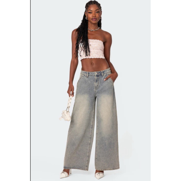 Edikted Denim - Edikted Light Wash Blue Wide Leg Jeans M